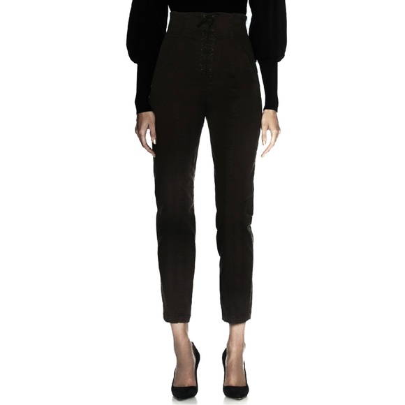 NEW A.L.C. REVOLVE BLACK LACE-UP CROPPED PANTS - Picture 1 of 7